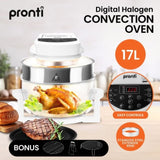 Pronti 17L Digital Family Turbo Convection Oven Broiler Cooker - White OVN-CKN-17D-WH