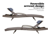 Gardeon 2x Sun Lounge Wicker Lounger Outdoor Furniture Beach Armchair Adjustable Grey&Beige FF-LOUNGE-ARM-P-GEX2