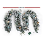 Jingle Jollys 2.7m Christmas Garland with LED Lights Snowy Decoration Xmas Party XM-TR-GAR-9FT-FROST-LED