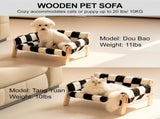 cat sofa bed, faux-fur cat bed, checkered pet bed, warm pet bed, washable pet bed, wooden cat bed, V1106-135-13039-BLA-L