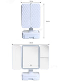Elegant Tri-Fold Shell LED Vanity Mirror - Smart Makeup Gift with Storage & Illumination V888-ELOSUNG18334