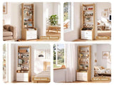 Artiss 6 Tiers Bookshelf with 2 Drawer Storage Shelf Pine FUR-L-DS-6T2DR-WD