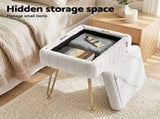 Artiss Storage Ottoman Vanity Foot Stool White FS-D-TED01-WH
