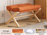 Orange Foldable Ottoman & Padded Footstool with Velcro Stability - Cotton Linen Portable Office Leg V888-ELOSUNG494234