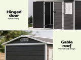 Giantz Garden Shed Resin Outdoor Storage Box 2.44x1.31M Tool Shed Backyard Black SHED-GAB-P-4X8-BK-ABC