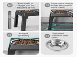 Pet Care Bundle Set Black Adjustable Elevated Double Dog Bowl & White and Grey 2-in-1 V888-ELOSUNG53429