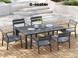 Gardeon Outdoor Dining Set 7 Piece Aluminum Table Chairs Setting Black FF-DINING-7CL-BK-AB