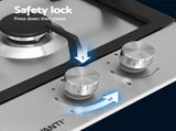 Devanti Gas Cooktop 30cm 2 Burner Silver CT-GAS-2B-C-SS