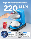 VEVOR Commercial Ice Crusher 100KG/H Electric Snow Cone Maker Shaved Ice Blue V952-SBJJGKLS220BCN28I001V3