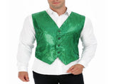 Mens Sequin Vest Waistcoat Disco Sparkle Costume Dance Party One Size - Green V563-17814-GREEN