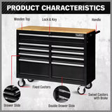 HORUSDY 9 Drawer Tool Box Chest Cabinet Trolley Box Garage Storage Toolbox Black V465-86513