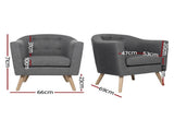 Artiss Armchair Tub Chair Grey Adora UPHO-D-ARM02-GY