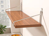 No-Drill Wood-Look Floating Wall Shelf with Metal Rails, Adhesive Hooks and Screws, 40 x 15 cm V1188-MS-731-081