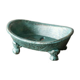 Vintage Bathtub Shaped Soap Dish, Cast Iron Sturdy Construction, Elevated Four Leaf Clover Drainage V1192-AZ-W-24682