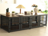 Indestructible Wooden Dog Crate Furniture With Divider For 2 Dogs Cage End Table V767-P-XL171-L-WT-V2