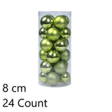 24 Pieces Vibrant Plastic Christmas Decor Spheres, Fruit Green 8cm Baubles Matching Christmas V1221-XM-LB4776-ZS118