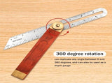 2Pcs Angle Protractor, T Bevel Angle Finder with Wooden Handle Sliding T-Bevel Bevel Gauge for V1370-AZ4-07606