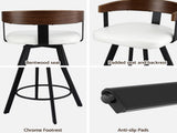 4x Artiss Bar Stools Swivel Kitchen Chairs Metal Legs Bentwood Counter White PU BA-TW-W0100-WHX4
