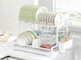 CARLA HOME Dish Drying Rack 2-Tier Kitchen Drainer with Drainboard V178-36256