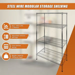 Modular Wire Storage Shelf 1200 x 600 x 1800mm Steel Shelving V63-841321