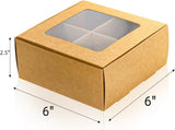 40 Pack Brown Bakery Boxes with Window and Dividers, 6 x Inch Mini Pastry 4 Compartments, Kraft V1259-DP01-A-924