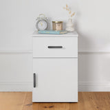 PORTO BEDSIDE TABLE - WHITE - SLIM - OVAL BLACK V164-ECS13WFTB05B