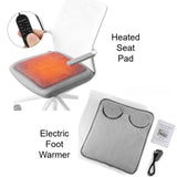 Grey Portable Versatile USB Electric Foot Warmer Heated Seat Pad Set with 4 Temp Levels & 4 V888-ELOSUNG49835