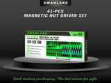 SWANLAKE 41Pcs 1/4" Magnetic Nut Driver Set SAE Metric Adapter Kit with Case V465-66172
