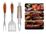 Heavy-Duty Rose Wooden BBQ Grilling Tools Set. Extra Thick Stainless Steel Multi-Function Spatula, V1192-AZ-W-11006