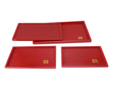 4Pcs Serving Tray Chinese Style Red Wedding Tea Coffee Snack Plate Wooden Fruit Candy Salver Square V1294-YM0703-3118230136212