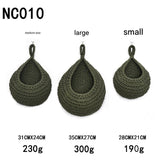 Green 3-Piece Wall-Mounted Cotton Rope Storage Baskets Large, Medium, and Small Hand-Woven V888-ELOSUNG13640