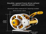 Left-hand High Speed Front Strike Fishing Reel - 4.0 Gear Ratio Aluminium Alloy Reel with Auto Line V888-ELOSUNG56791