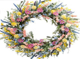 26 Inch Spring Summer Colorful Flower Wreath Front Door, Forsythia Lavender Wild Flowers Wreath V1258-DP02-C-2645