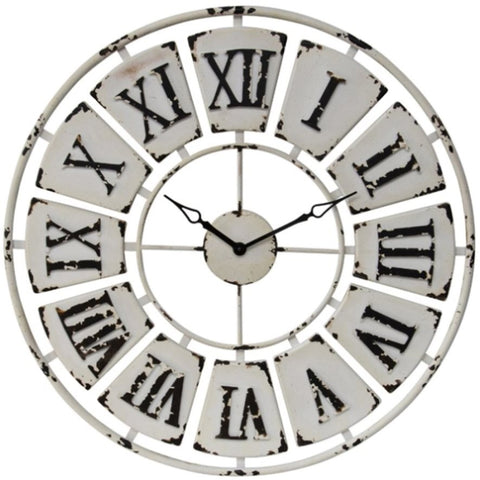 Large Antique White Roman Numeral Wall Clock 84cm V637-11053CLK