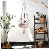 Cat Swing, 49 Inch Hanging Cat Bed with Cotton Mat, Boho Style with Tassel, Space Saving V1107-135-69183
