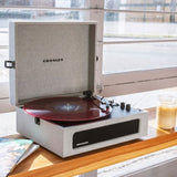 Crosley Voyager Bluetooth Portable Turntable - Grey + Bundled Crosley Record Storage Display Stand V398-CR8017BSS-GY4