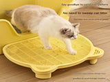 Yellow Elevated Cat Litter Trapping Mat - Dual-Layer Scatter Control Tray with Grate V888-ELOSUNG33925