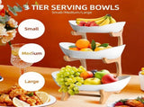 CARLA HOME 3-Tier Plastic Fruit Bowl Basket with Bamboo Stand for Kitchen Counter, Snack Tray, V178-36196