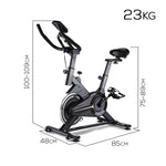 PROFLEX Spin Bike Flywheel Commercial Gym Exercise Home Fitness Grey V219-FTNSPBPRFA70G