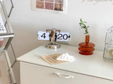 Digital Flip Down Clock Retro Minimalist Single Foot Mechanical Auto Flip Clock Desk Clock for Home V1294-YM0703-3115230003612