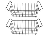 2 Pcs Freezer Wire Storage Basket PE Coated Hanging Rack Organizer Bin Black for Refrigerator V1294-YM0901-3113230263712