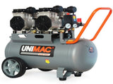 UNIMAC 50L 3.0HP Silent Oil-Free Electric Air Compressor, Portable, Twin Nitto Outlets V219-TOLACMUM5C0FA