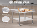 Stainless Steel Work Table, 24 x 28 x 26 Inch Commercial Food Prep Worktable, 3-Sided Backsplash V952-CFBXGGZTSBT2QR0IEV0