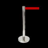 Retractable Queue Crowd Control Barriers Silver Pole Red Belt V337-CROW-R-SR