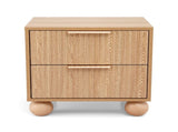Artiss 2x Bedside Table Round Legs 2 Drawers Pine FUR-Z-BS-03-WDX2