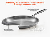 Tri-Ply Stainless Steel Frying Pan, 3 Piece , Cooking Skillet with Heat-Resistant V952-BXGCGSJTBXG8CNBK6001V0
