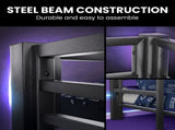KINGSTON SLUMBER Metal Single Loft Bed And Double Underbed Frame, Multifunctional, Space Saving with V219-BEDBBBKSL8GA
