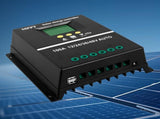 MPPT 36V/48V/24V/12V Solar Charge Controller Tools LCD Dual USB Lead Acid Lithium Batteries Quick V1107-127-61613-BLK-60A