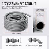 12.7 mm Flexible Electrical Conduit, 30.5 m, PVC Liquid-Tight Conduit Non-Metallic with 5 Straight V952-PVCYMDQDG1004Q1FJV0