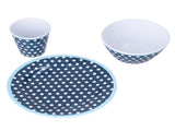 3 Piece Set of Salad Tableware Fruit Snack Plate Bowl and Cup Set Salad TablewareDark Blue Dots V1294-YM0523-3118210289911